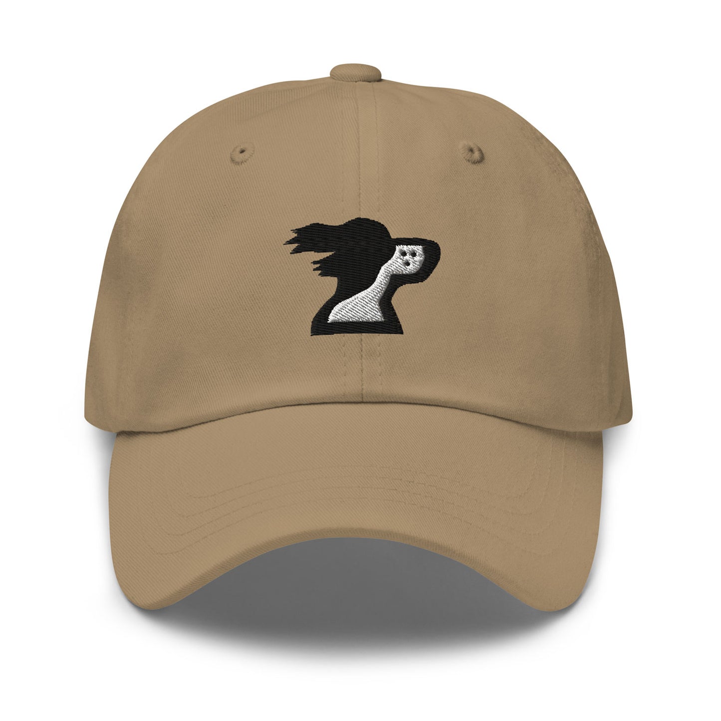 Khaki dad hat with springer spaniel dog logo by the Harbor Springer brand.