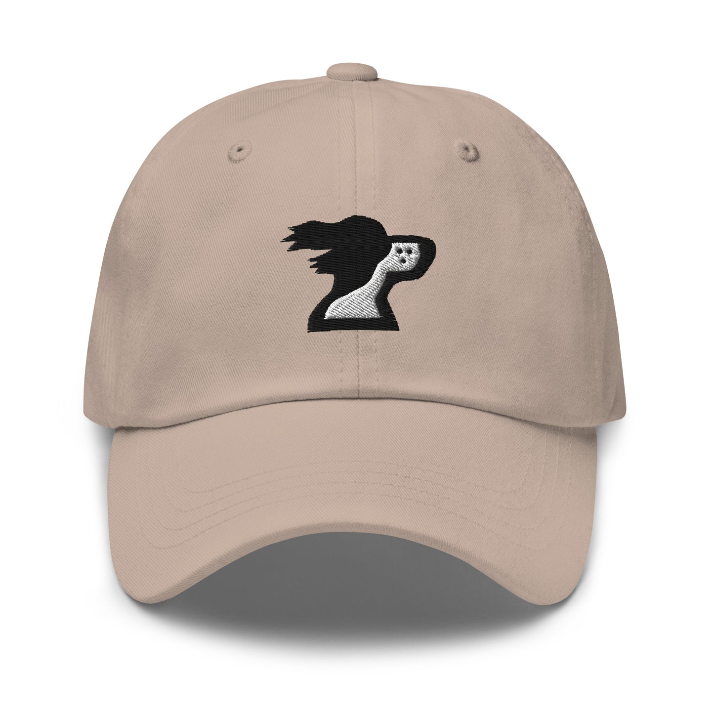 Stone color dad hat with brand logo by the Harbor Springer brand.